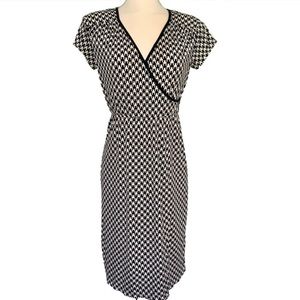 Houndstooth Surplice Dress